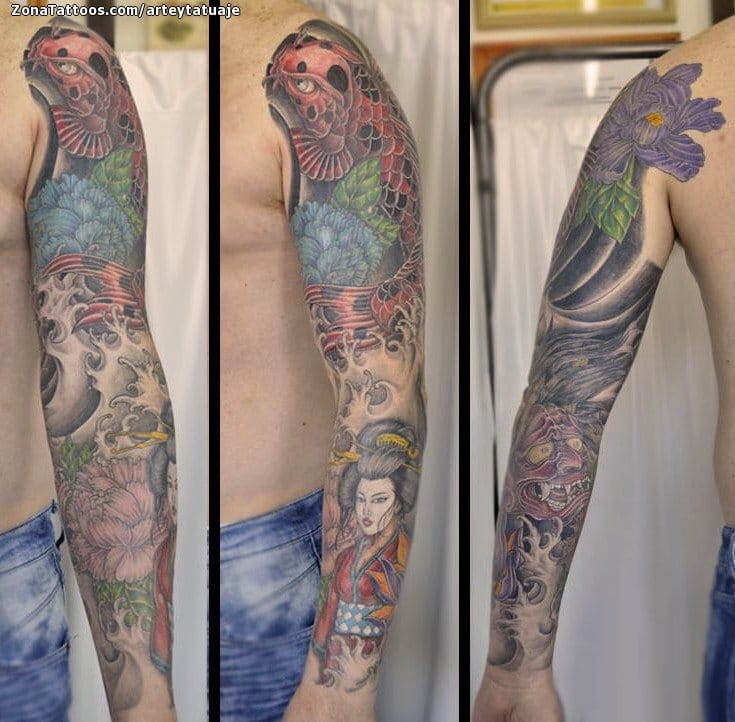 Tattoo photo Asian, Geisha, Sleeves