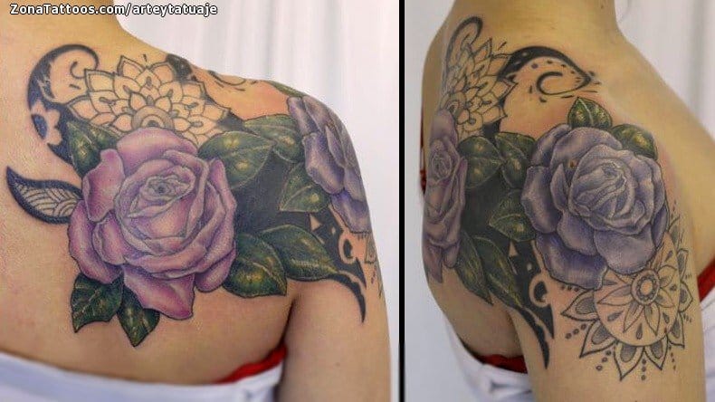 Foto de tatuaje Rosas, Flores, Hombro