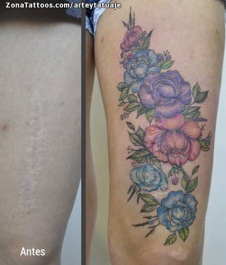 Foto de tatuaje Flores, Rosas, Muslo