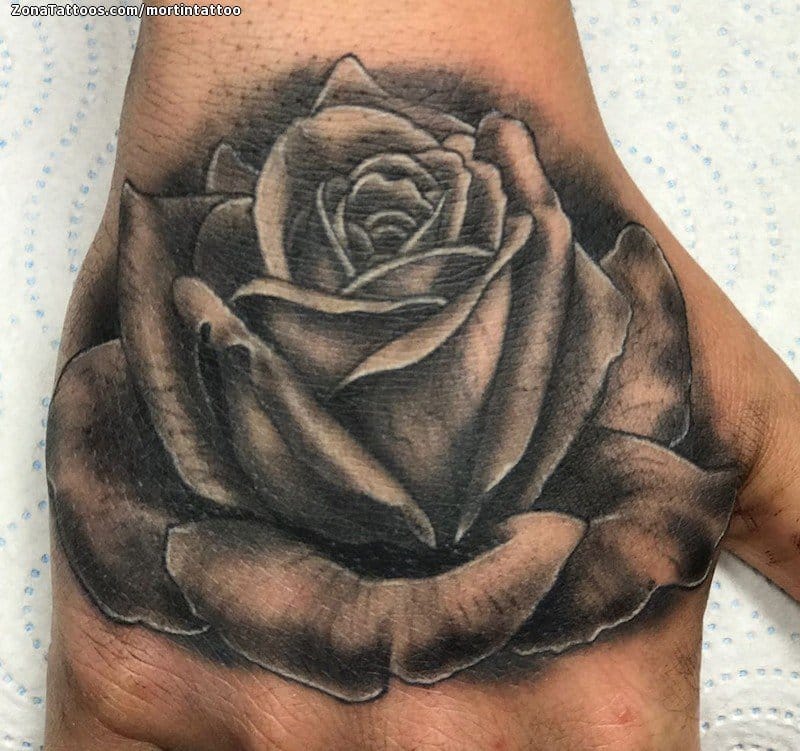 Foto de tatuaje Rosas, Mano, Flores