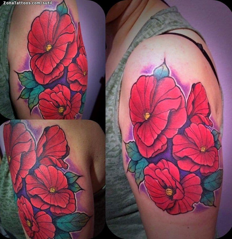 Foto de tatuaje Flores, Hombro