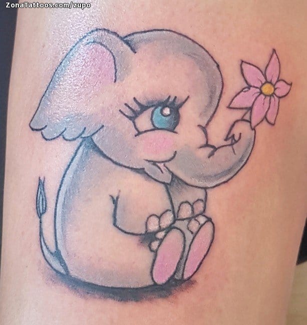 Foto de tatuaje Elefantes, Infantiles, Animales