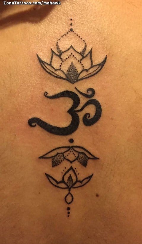 Tattoo photo Lotus, Om, Pointillism