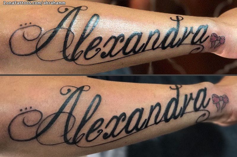 Tatuaje de Alejandra, Nombres, Letras