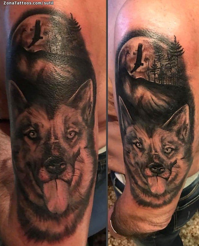 Tattoo photo Dogs, Moons, Animals