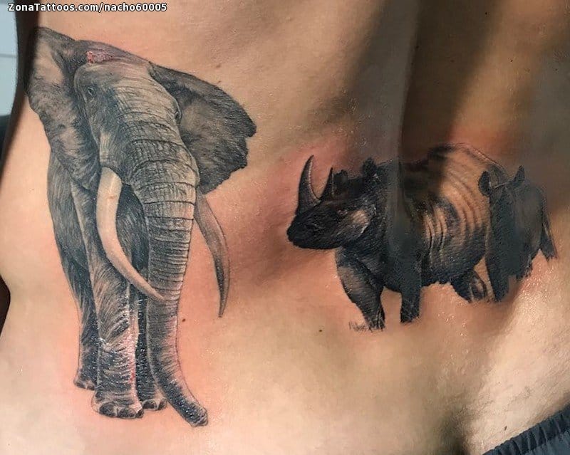 Tattoo photo Elephants, Rhinoceros, Animals