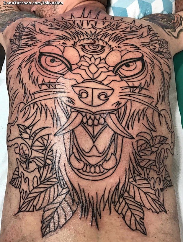 Foto de tatuaje Lobos, Espalda, Animales