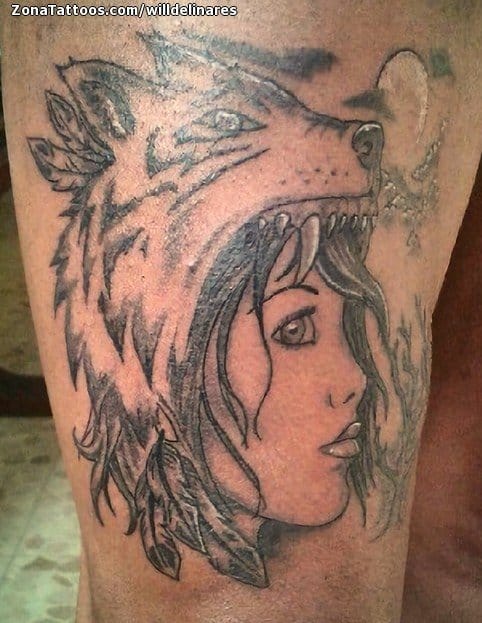 Tattoo photo Wolfs, Faces