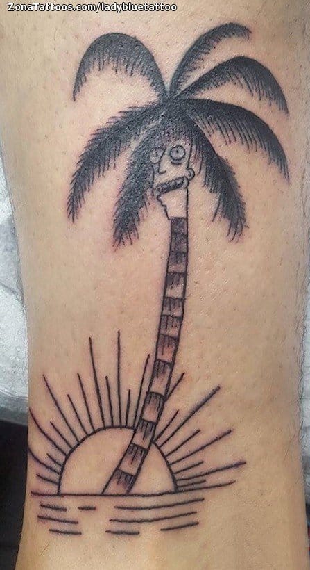 Tattoo photo The Simpsons, Palm trees, Suns