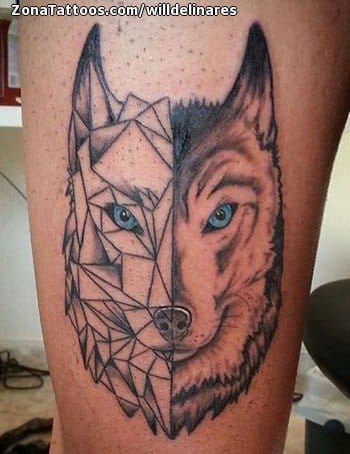 Foto de tatuaje Lobos, Animales, Geométricos