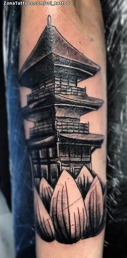 Foto de tatuaje Pagodas, Lotos, Orientales