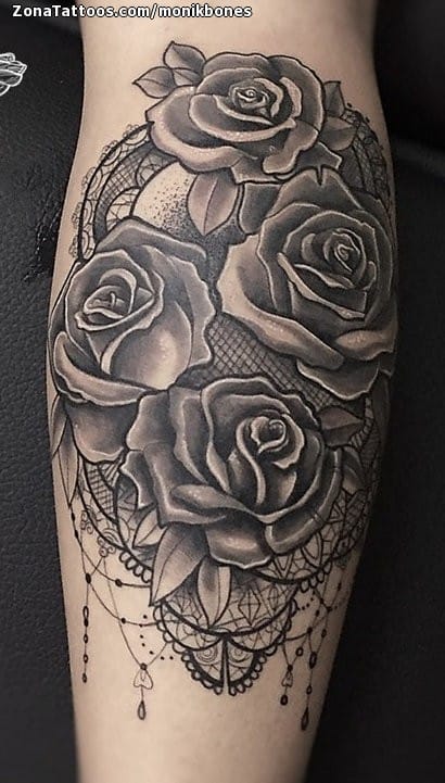 Tattoo photo Roses, Flowers, Lace