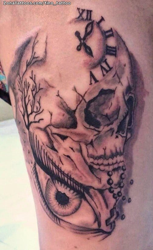 Foto de tatuaje Calaveras, Ojos, Relojes