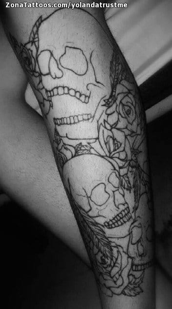 Foto de tatuaje Calaveras, Rosas, Flores