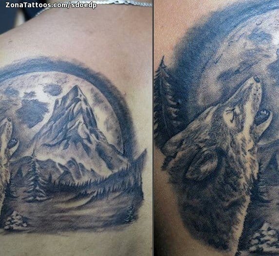 Tattoo photo Wolfs, Animals, Moons