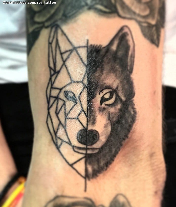 Foto de tatuaje Lobos, Animales, Geométricos