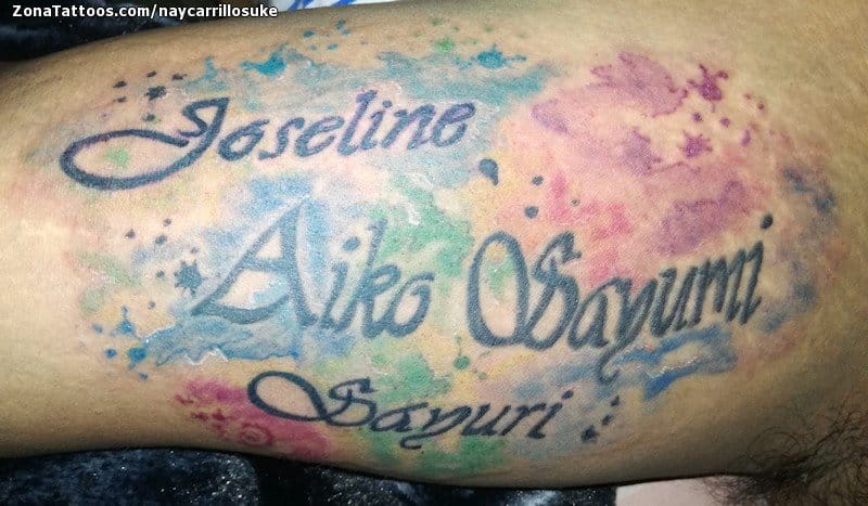 Tattoo photo Names, Letters, Watercolor