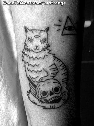 Foto de tatuaje Gatos, Animales, Calaveras