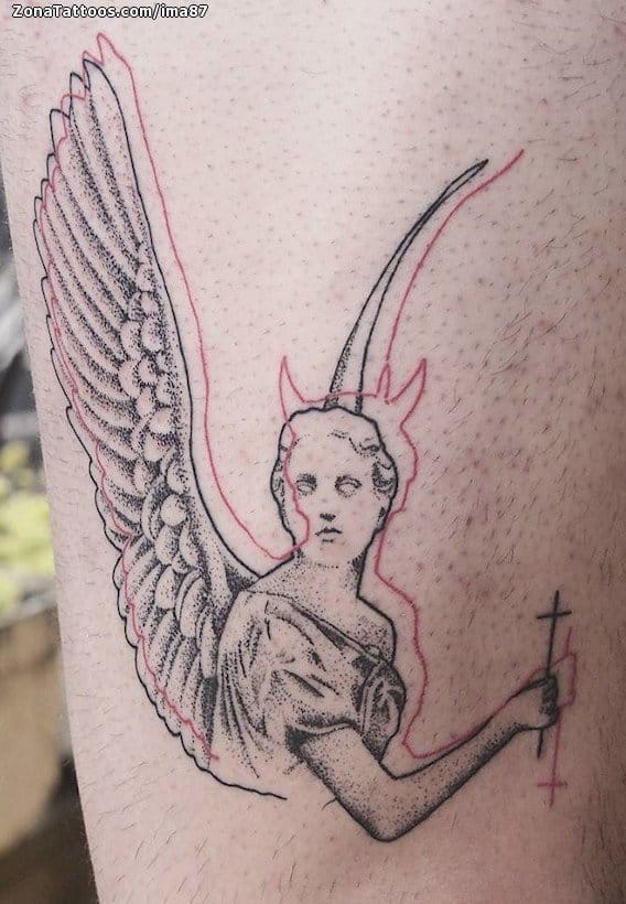 Foto de tatuaje Ángeles, Demonios, Puntillismo