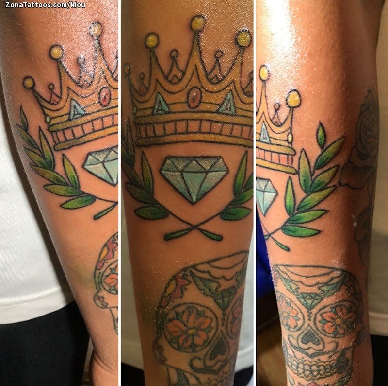 Foto de tatuaje Coronas, Diamantes, Laureles