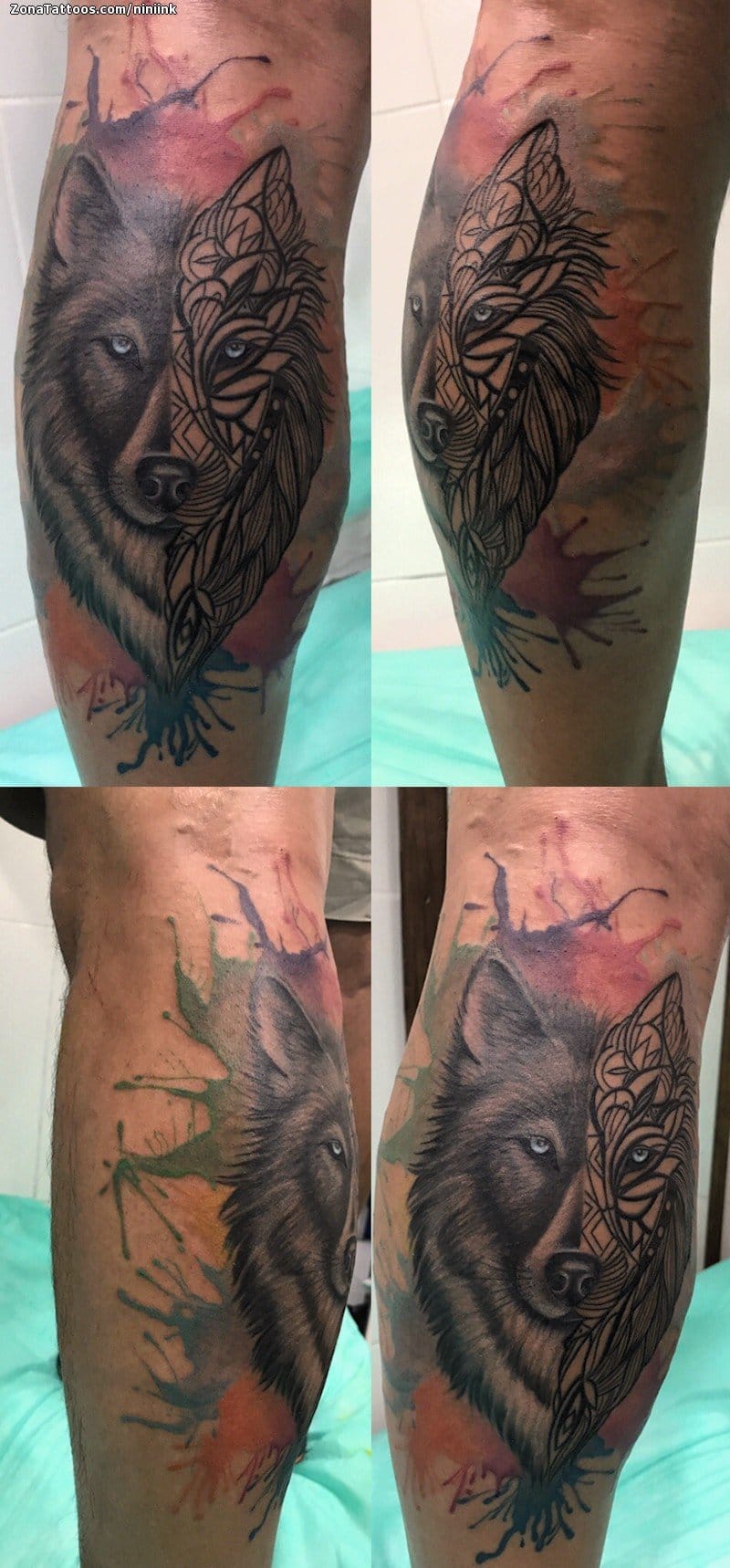 Foto de tatuaje Lobos, Acuarela, Animales