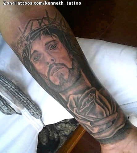 Tattoo photo Christ, Religious, Forearm