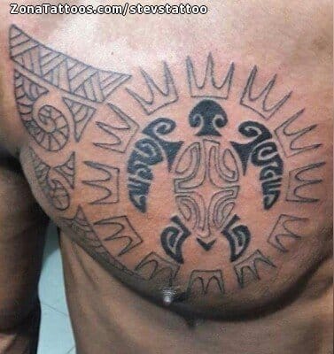 Tattoo photo Maori, Turtles, Chest