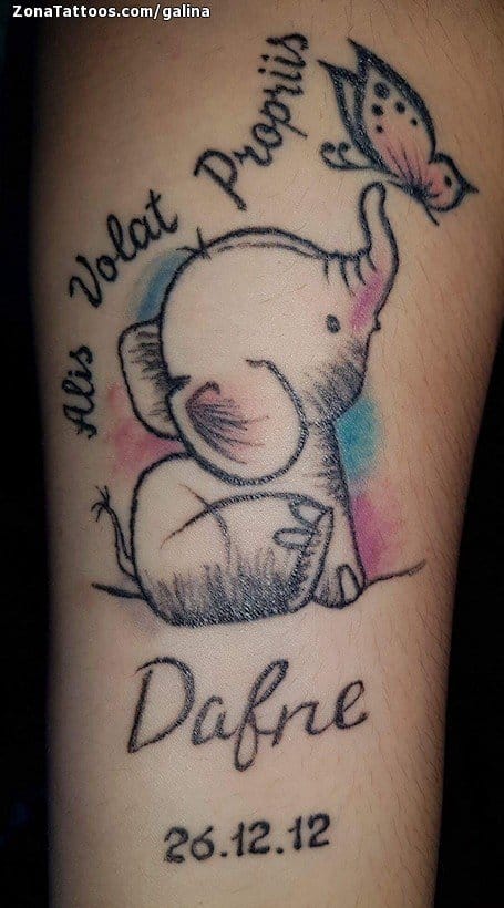 Foto de tatuaje Elefantes, Infantiles, Animales