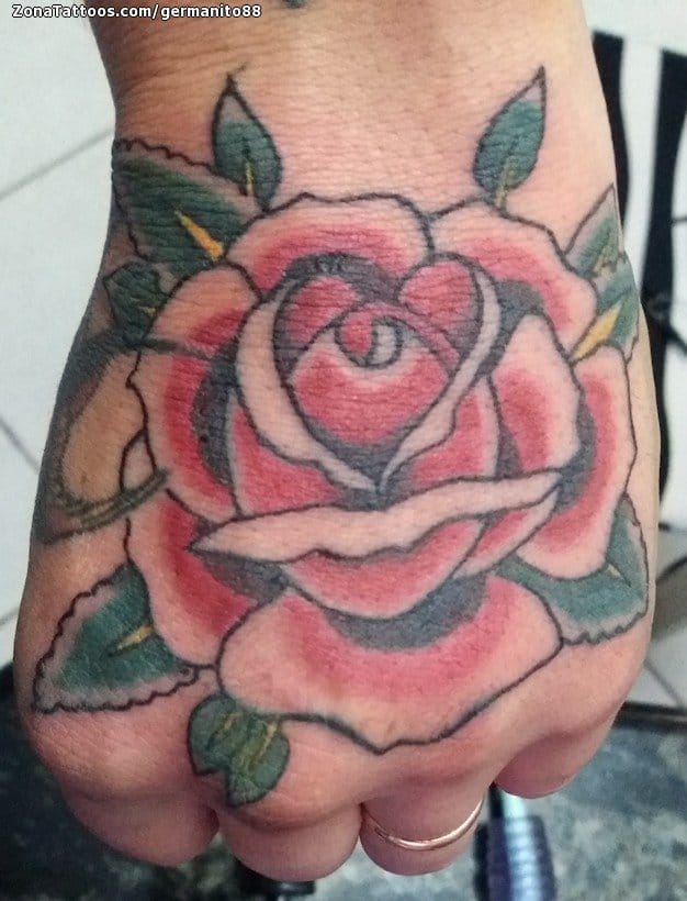 Tattoo photo Roses, Flowers, Hand