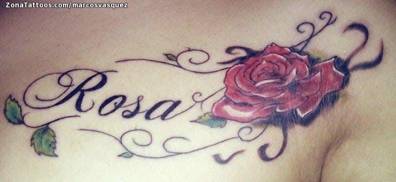 Foto de tatuaje Rosa, Nombres, Letras