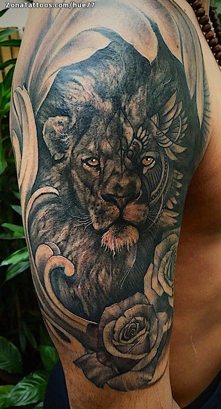 Tattoo photo Lions, Animals, Ornaments