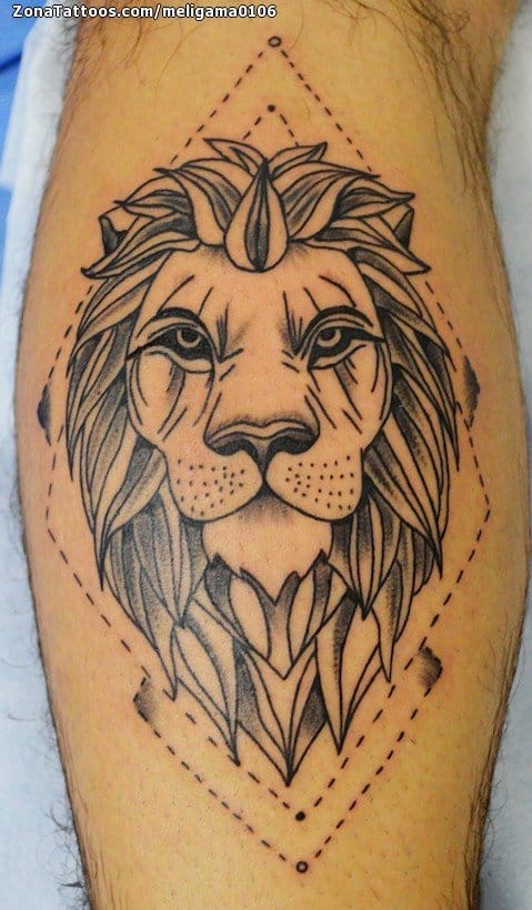 Tatuaje de Leones, Animales, Pierna