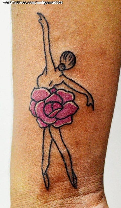 Foto de tatuaje Bailarinas, Muñeca, Rosas