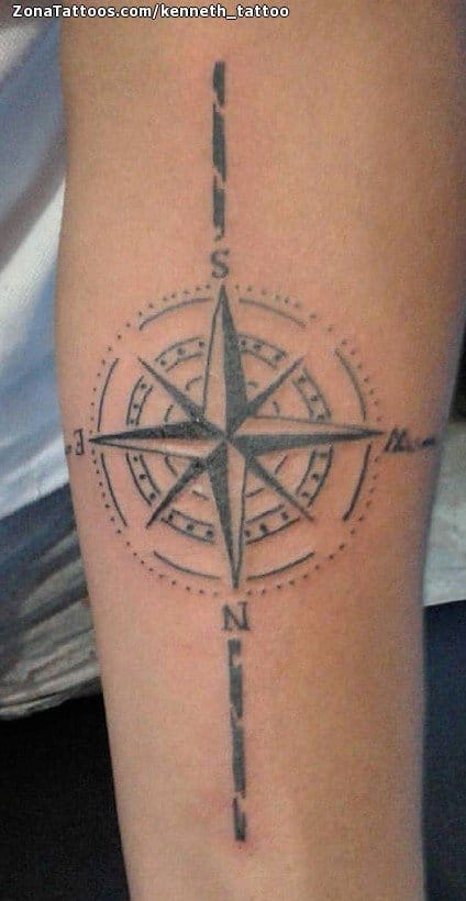 Tattoo photo Compass rose, Forearm