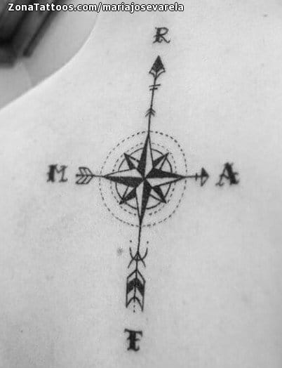 Tattoo photo Compass rose, Back