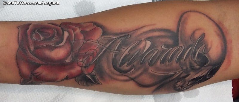 Foto de tatuaje Rosas, Letras, Calaveras