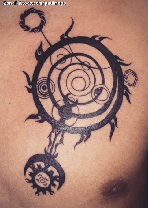 Tattoo photo Spirals, Chest, Symbols