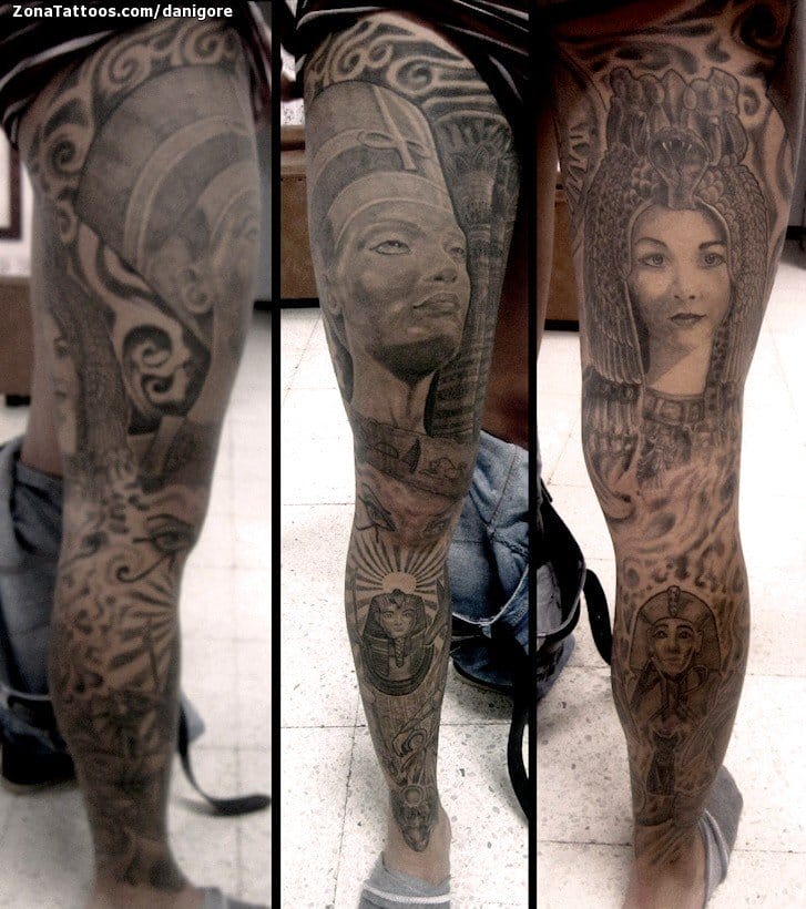 Tattoo photo Nefertiti, Egyptian, Leg