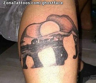 Foto de tatuaje Elefantes, Siluetas, Animales