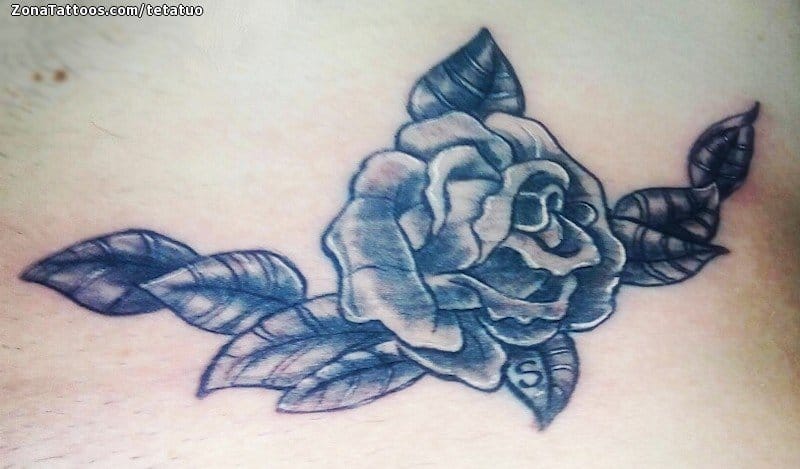 Tattoo of Roses, Flowers, Belly