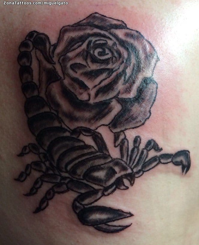 Foto de tatuaje Escorpiones, Animales, Rosas