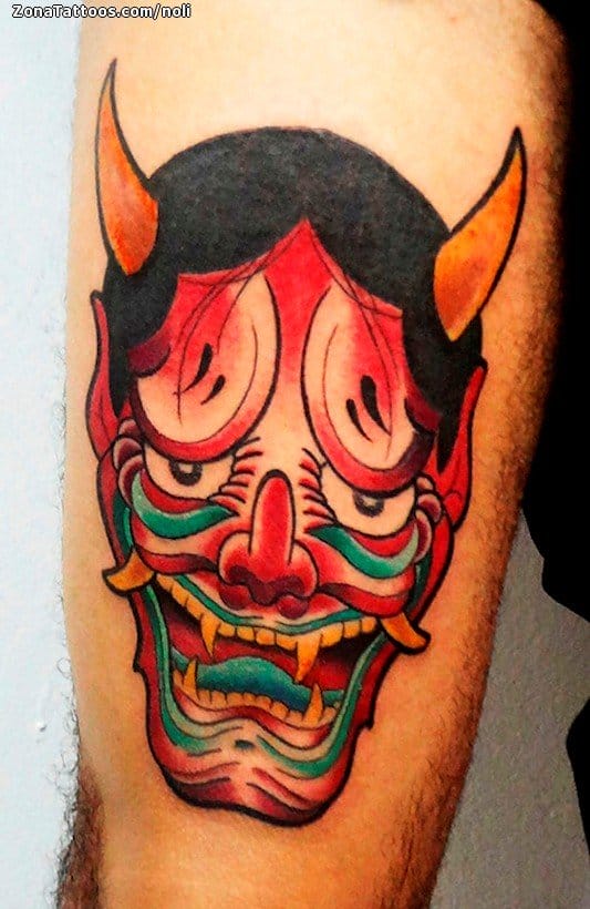 Foto de tatuaje Hannya, Orientales, Pierna