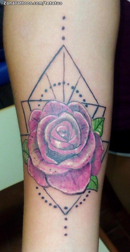 Foto de tatuaje Rosas, Flores, Geométricos