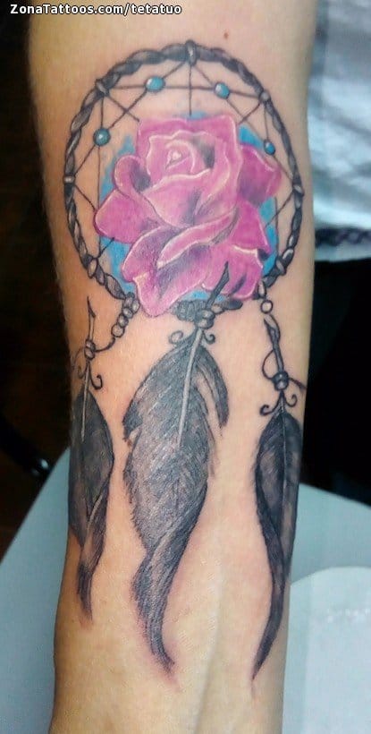 Foto de tatuaje Atrapasueños, Flores, Rosas