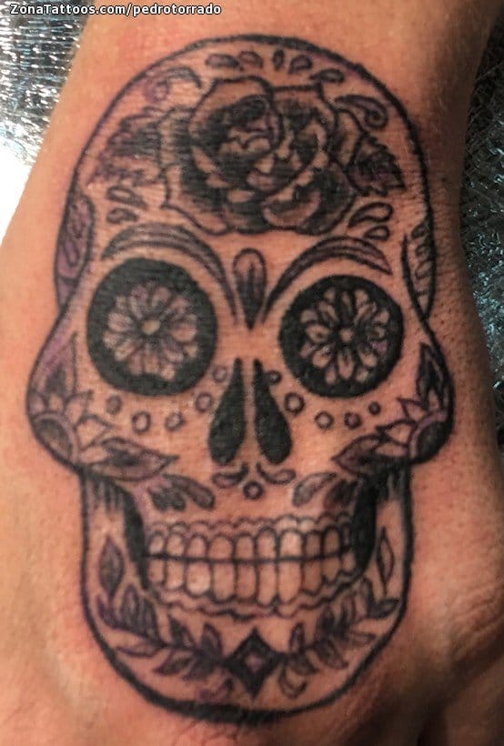 Foto de tatuaje Sugar Skull, Mano