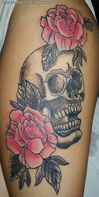 Foto de tatuaje Calaveras, Góticos, Rosas