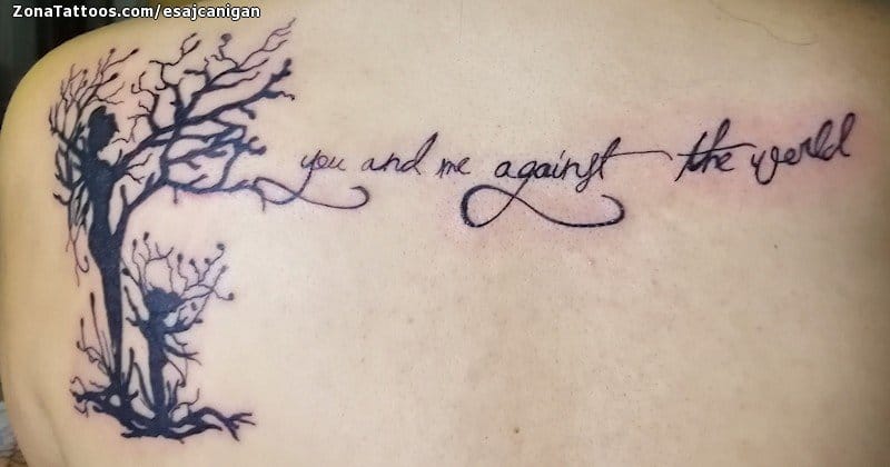 Foto de tatuaje Árboles, Siluetas, Frases