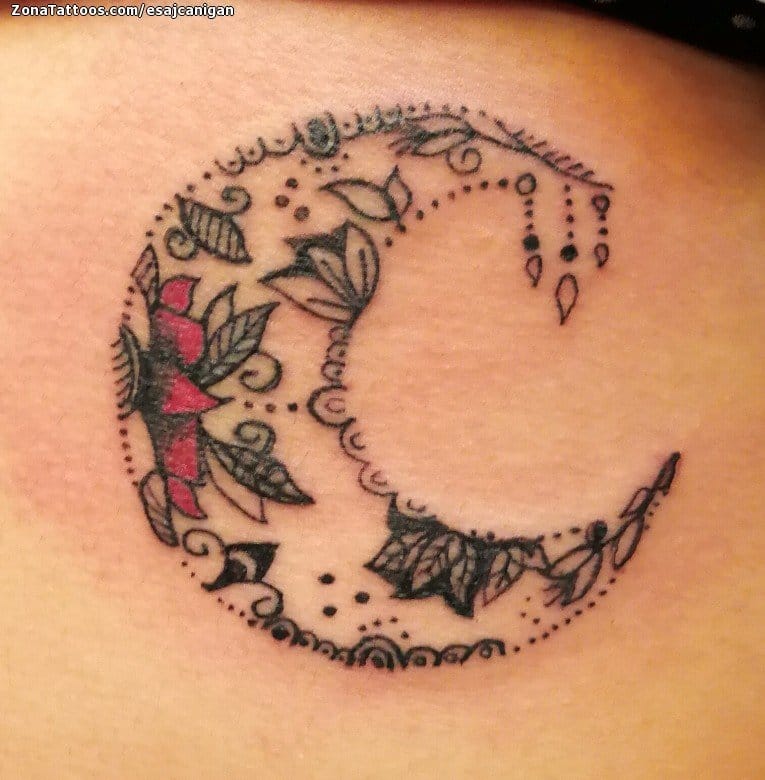 Tattoo photo Leaves, Moons, Tiny