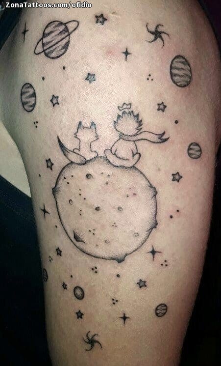 Foto de tatuaje El Principito, Cuentos, Planetas