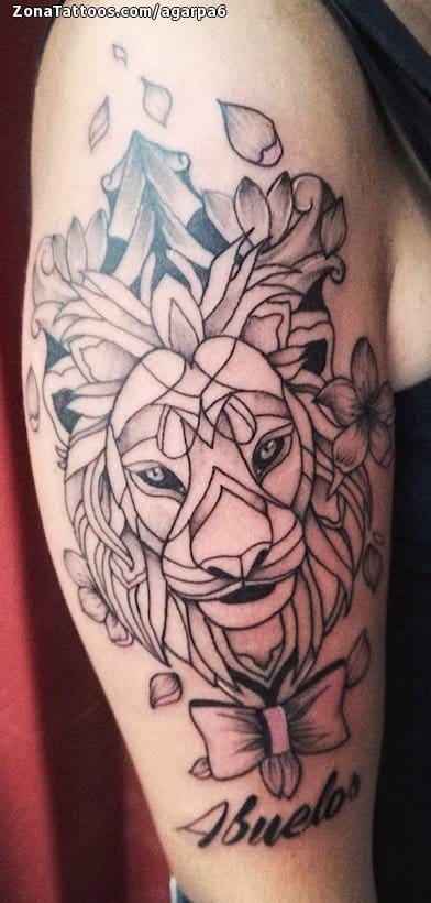 Tattoo photo Lions, Geometrics, Petals